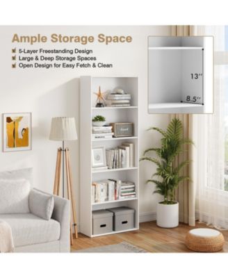 5-Shelf Storage Bookcase Modern Multi-Functional Display Cabinet