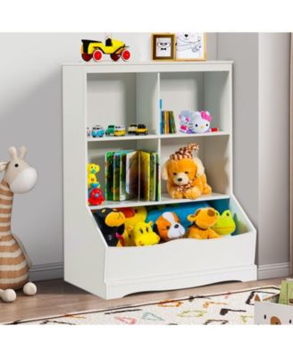 3-Tier Children's Multi-Functional Bookcase Toy Storage Bin Floor Cabinet