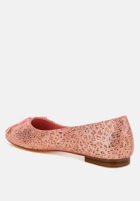 Rag and Co Womens Apollon Bow Detail Embossed Suede Ballerinas
