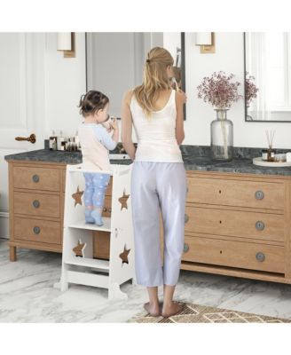 2 in 1 Toddler Tower, Toddler Step Stool with Safety Rail