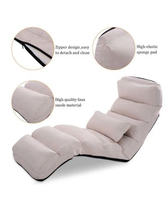 Folding Lazy Sofa Chair Stylish Sofa Couch Beds Lounge Chair W/Pillow