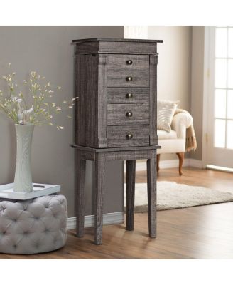 Standing Jewelry Cabinet Storage Organizer with Wooden Legs
