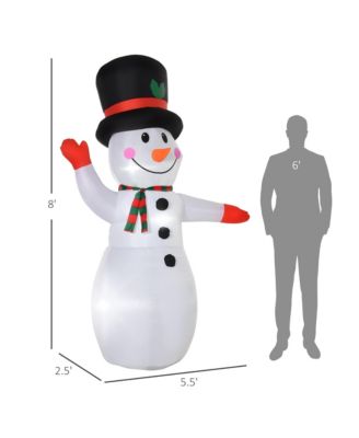 8' Christmas Inflatable Waving Snowman Yard Decorations w/ LED Lights