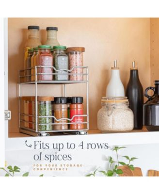 Pull Out Cabinet Organizer for Spices, Cans 2 Tier - 8.5 x 10.38 In