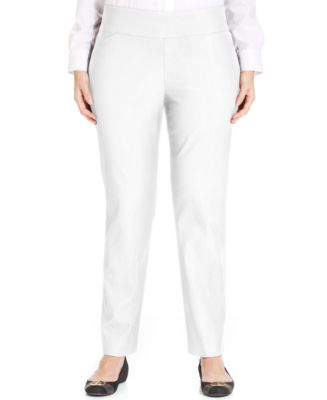 Charter Club Plus Size Cambridge Tummy-Control Pull-On Pants, Created ...