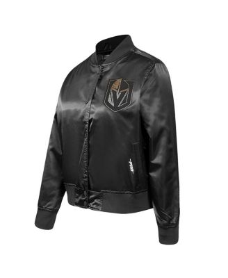 Women's Black Vegas Golden Knights Rhinestone Jewels Satin Full-Snap Jacket