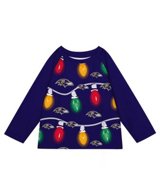 Preschool Baltimore Ravens Two-Piece Garland Holiday Long Sleeve Pajama Set