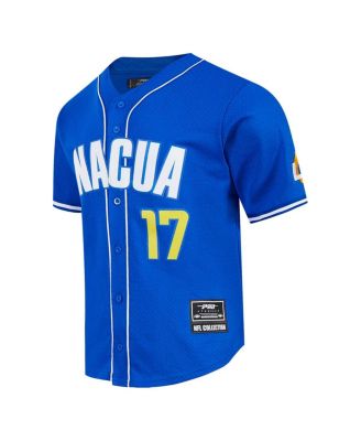 Men's Puka Nacua Royal Los Angeles Rams Mesh Button-Up Baseball Jersey