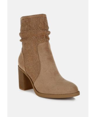 Chinar Rhinestone Studded Slouchy Ankle Boots