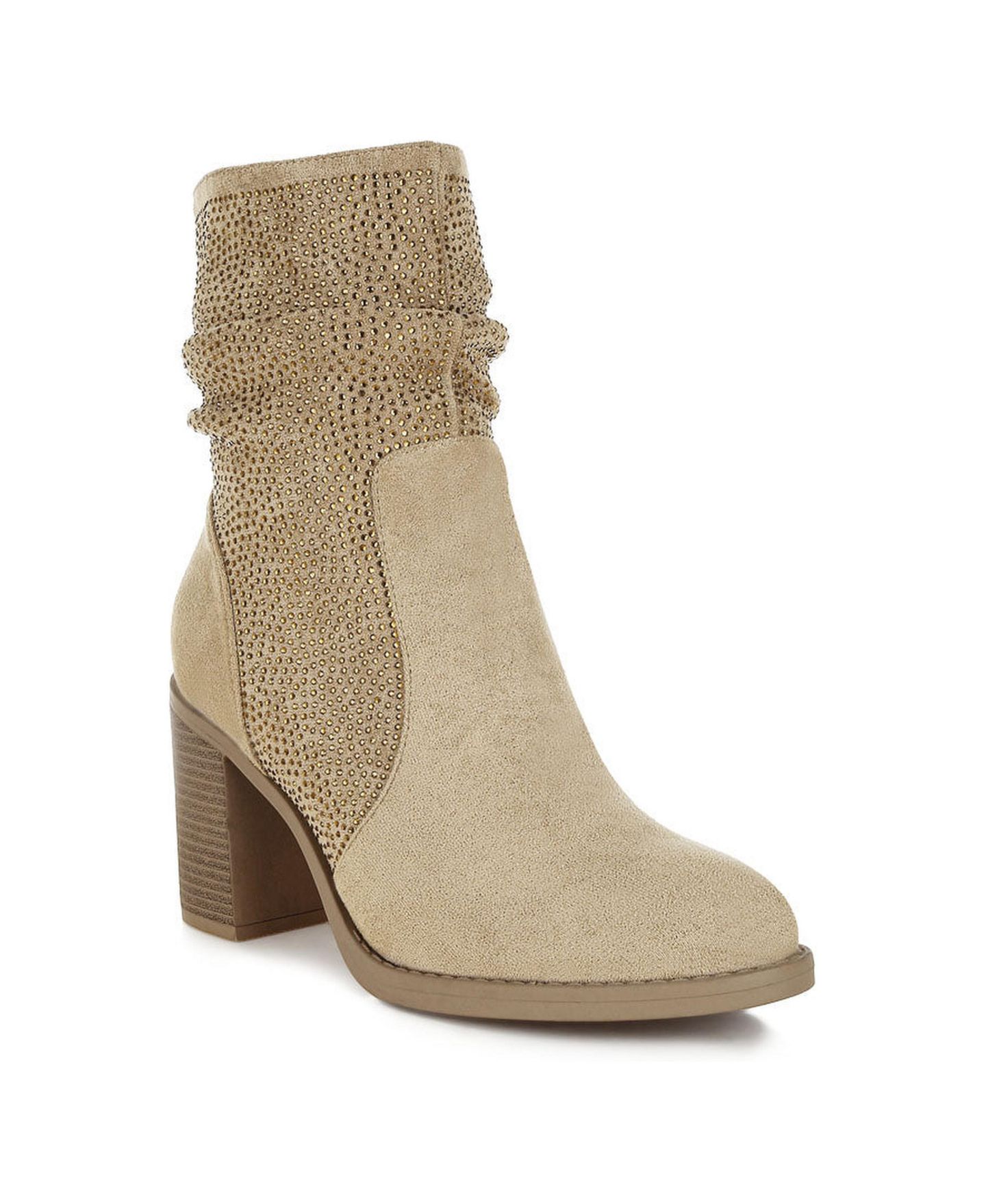 Женские ботинки London Rag Chinar Rhinestone Studded Slouchy Ankle, цвет: Бежевый — фото 7