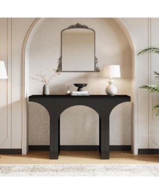 94" Wood Entryway Console Table Set of 2   Arched Base Narrow Sofa & Hallway Accent Tables