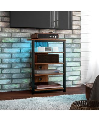 TV Stand with Lights, 5-Tier Storage Shelves and Steel Frame