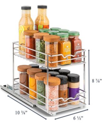 6.5"x10.38" 2-Tier Pull-Out Spice and Can Cabinet Organizer