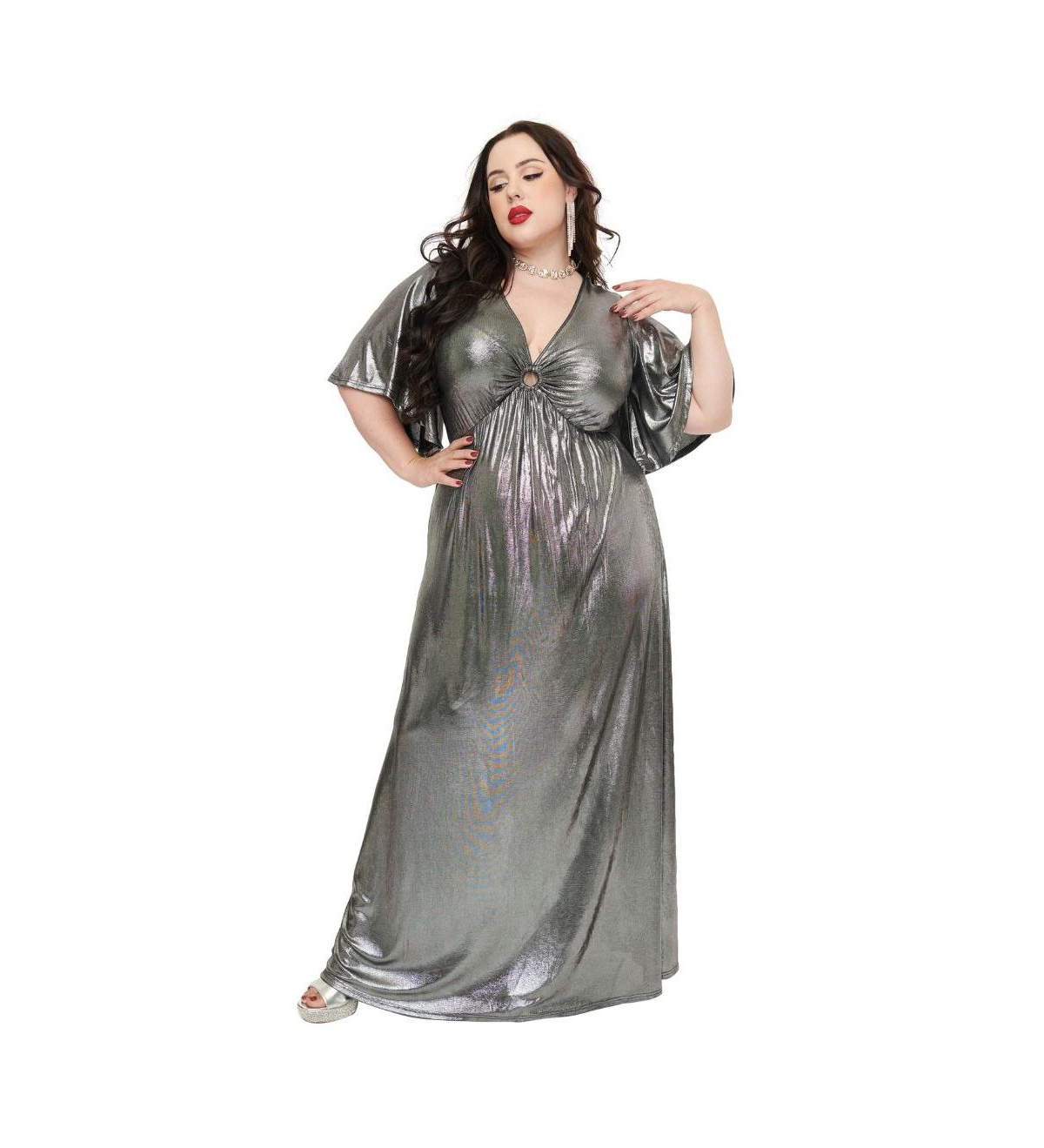 Unique Vintage Plus Size Cut Out Knit Maxi Dress