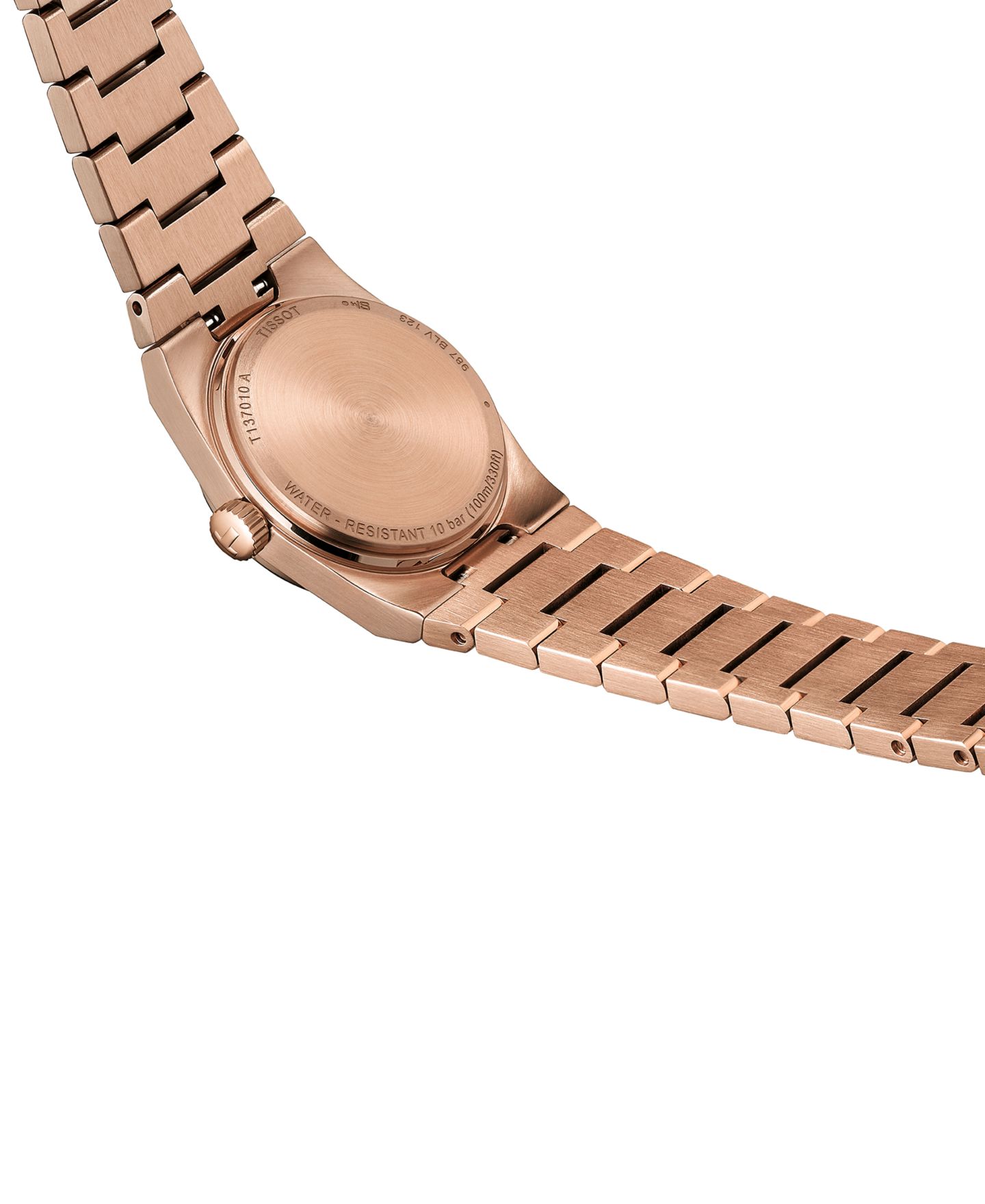 Женские часы Tissot Swiss PRX Diamond (1/20 ct. t.w.) Rose Gold-Tone Stainless Steel Bracelet Watch 25mm — фото 6