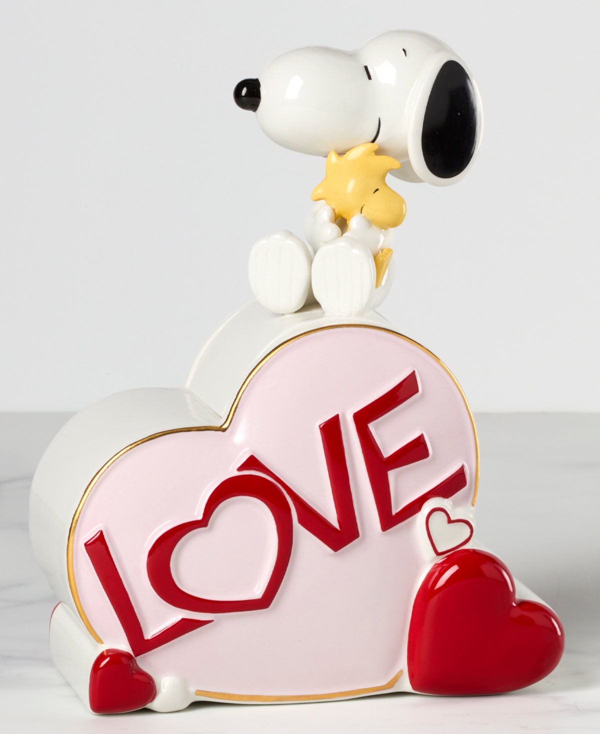 Lenox Snoopy Valentine's Day Porcelain Heart Candy Jar In Multi And Ivory