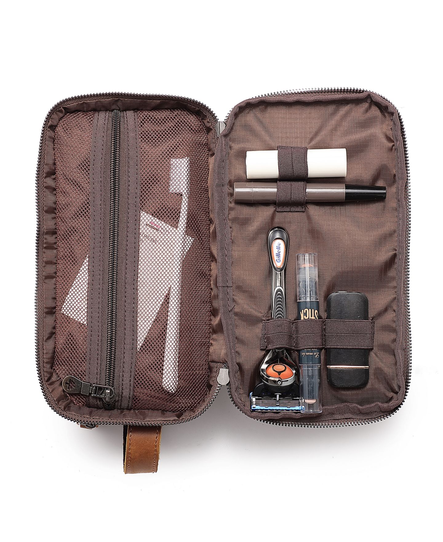 Женский несессер TSD BRAND Urban Light Zip Top Toiletry Bag, цвет: Коричневый — фото 4