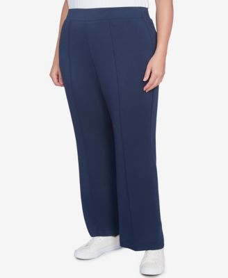Plus Size Solid Scuba Knit Pleated Pant