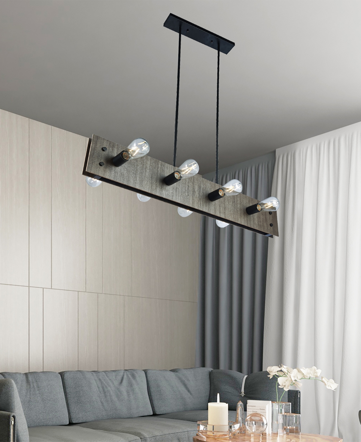 Home Accessories 39.4" Firone 10-light Indoor Chandelier With Light Kit In Black Steel