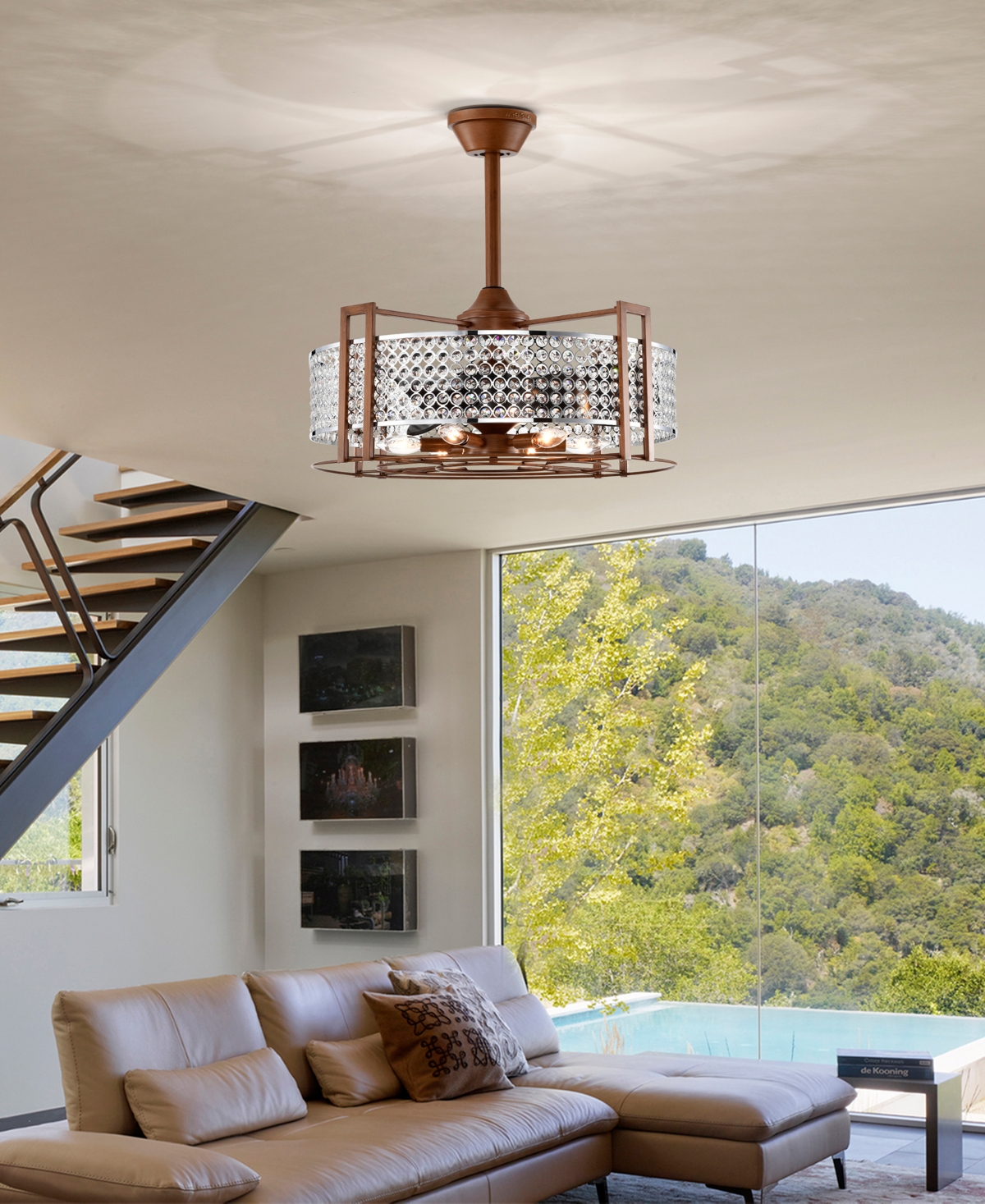 Home Accessories 24" Jovanni 6-light Indoor Ceiling Fan With Light Kit And Remote In Brown