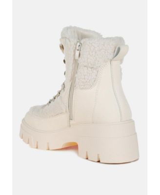 Wellerman Faux Fur Detail Chunky Hiker Boots