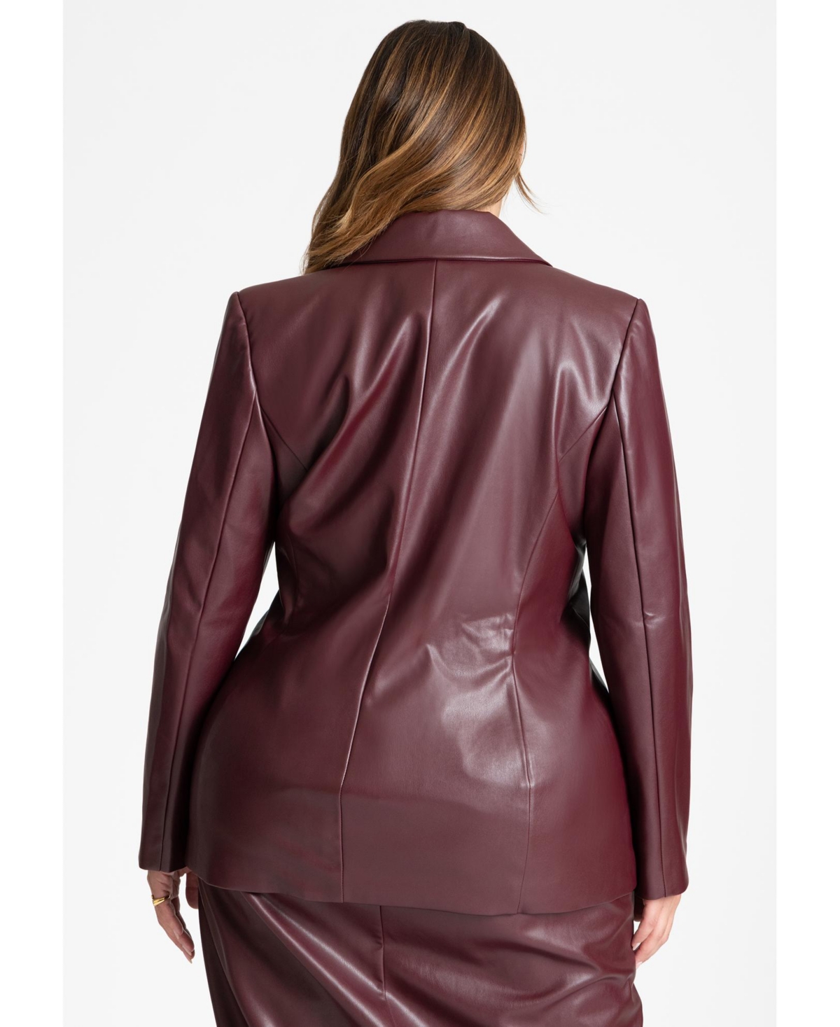 Eloquii Plus Size Faux Leather Asym Blazer