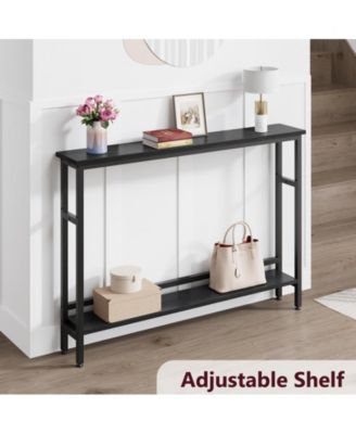 5.9" Narrow Sofa Table, 2 Tier Skinny Console Table with Adjustable Shelf, Slim Behind Couch Table for Living Room, Entryway, Hallway, Foyer