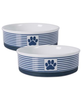 Bone Dry Striped Paw Patch Pet Bowl Set/2 - Macy's