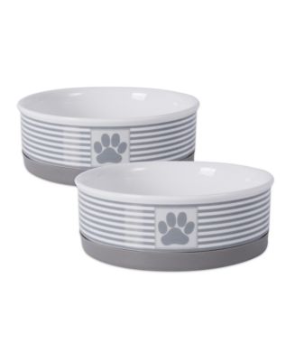 Bone Dry Striped Paw Patch Pet Bowl Set/2 - Macy's