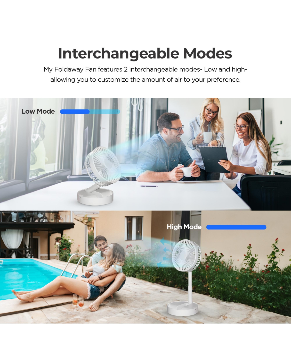 My Foldaway 2- in-1 Adjustable Height in. Unique Foldable and Portable Mini Table Pedestal Fan