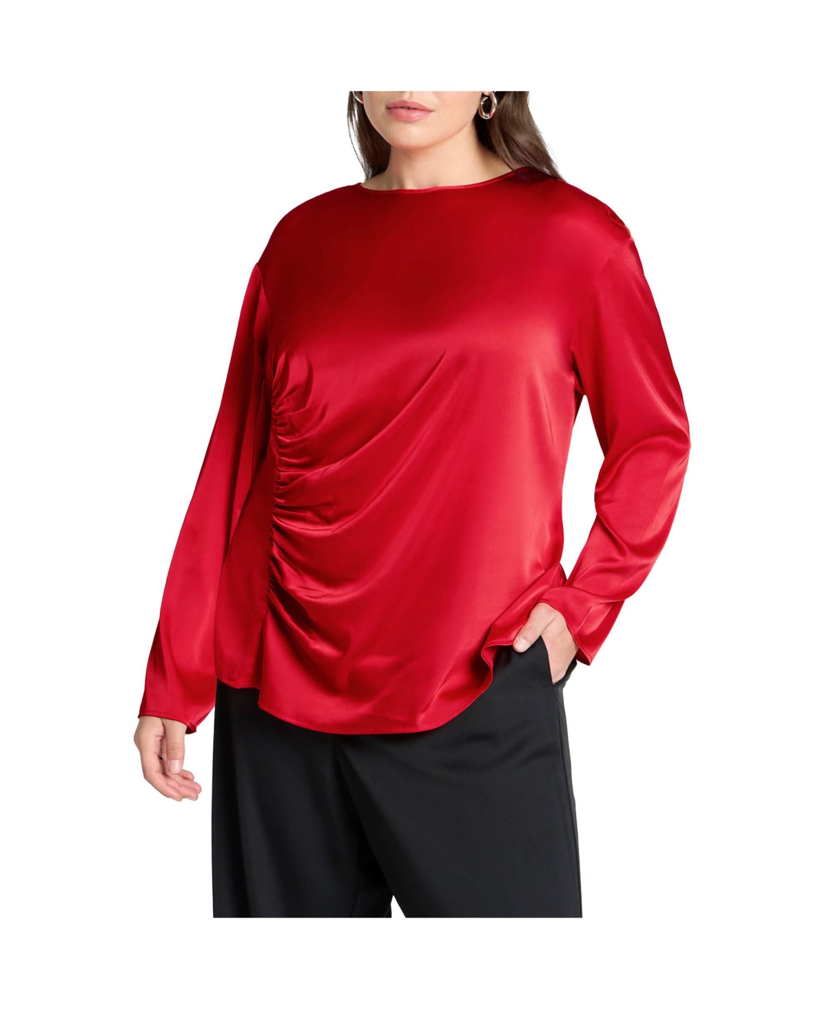 Plus Size Shirred Body Top - Patriot red