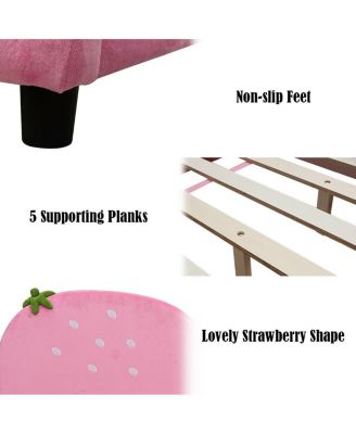 Kids Children Upholstered Berry Pattern Toddler Bed