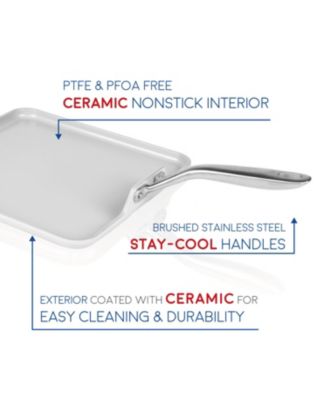 Ceramic Nonstick, PFAS-Free, Heavy-Gauge Aluminum  CeraTerra 11" Griddle Pan