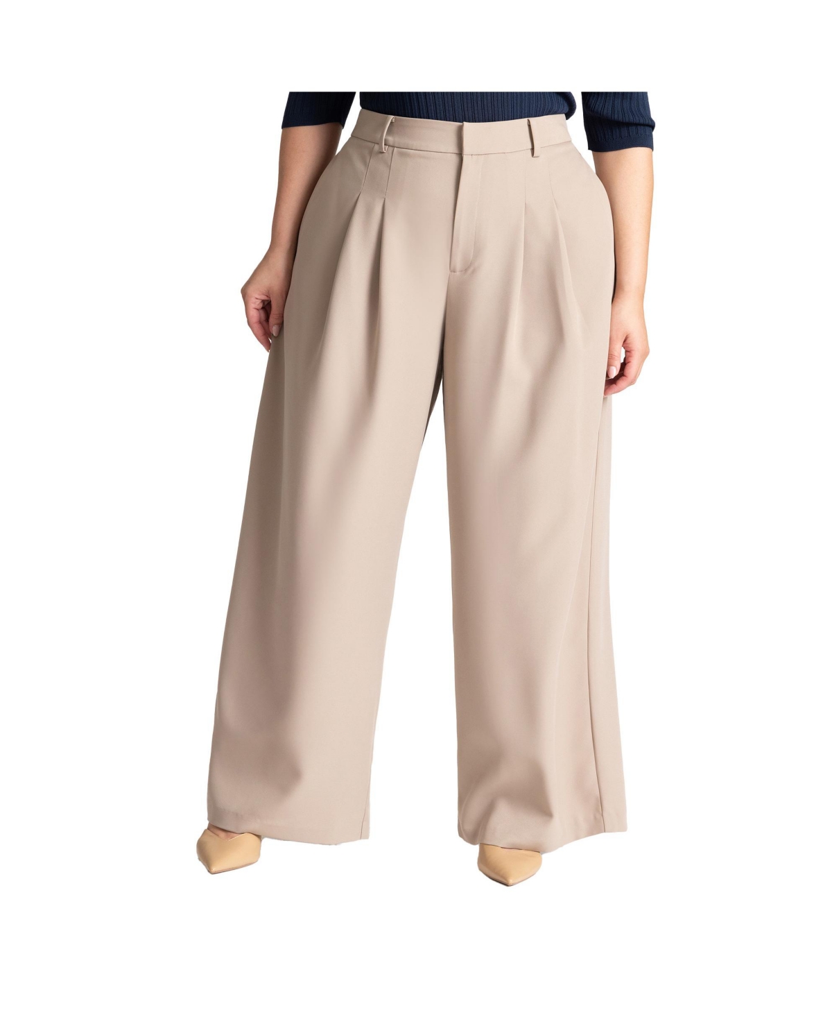 Women's Plus Size The Fluid Crepe Wide Leg Pant - Mocha meringue
