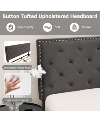 Full Size Upholstered Platform Bed with Tufted Headboard-Full Size