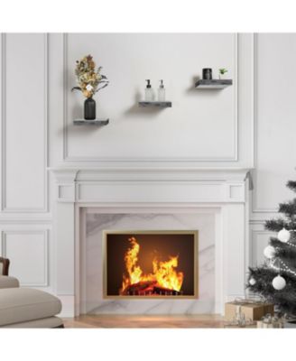 Set of 3 (9") Square Floating Shelf with Invisible Mounting Brackets for Living Room Decor, Bedroom, Bathroom Decor, Kitchen (Rustic Gray