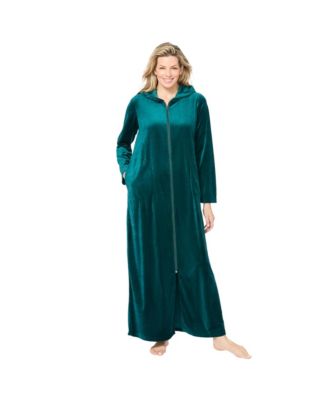 Women's Plus Size Dreams & Co Hooded Velour Robe
