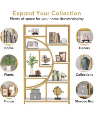 5-Tier Etagere Bookshelf, Freestanding Tall Bookcase with 9 Open Storage Shelves for Living Room, Bedroom & Home Office