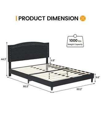 Queen Bed Frame with Adjustable Headboard, Platform Bed Frame