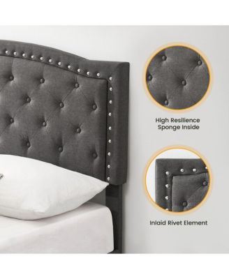 Full Bed Frame with Adjustable Headboard, Platform Bed Frame