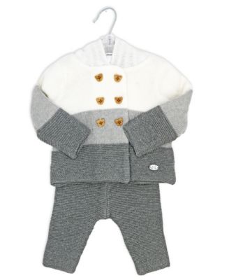 Baby Boys and Girls Variegated Jacket and Trouser Knitted, 2-Piece Set