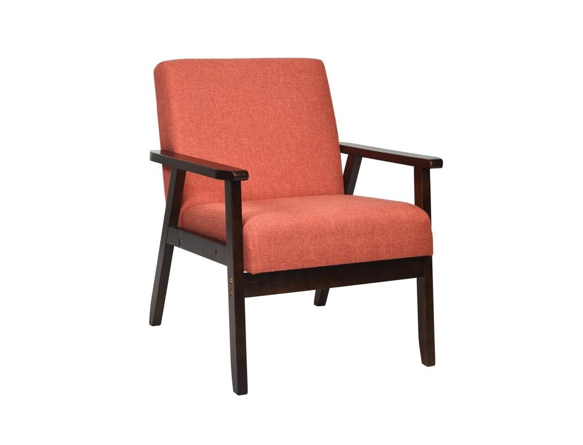 Slickblue Retro Modern Classic Linen Wide Accent Chair with Espresso Wood Frame
