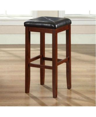 Set of 2 Vintage Mahogany Bar Stools with Upholstered Seat