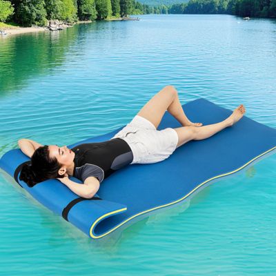 3-Layer Tear-proof Water Mat Floating Pad Island Water Sports Relaxing Blue