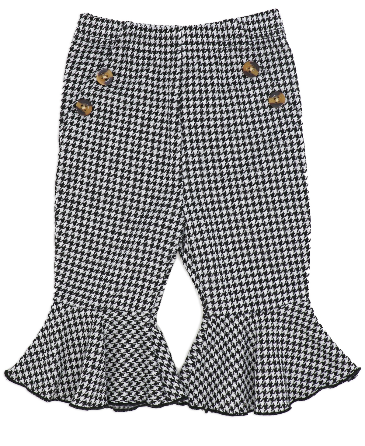 Baby Mode Baby Girls Houndstooth Ponte Bell Pant, Bodysuit and Headband, 3-Piece Set - Black