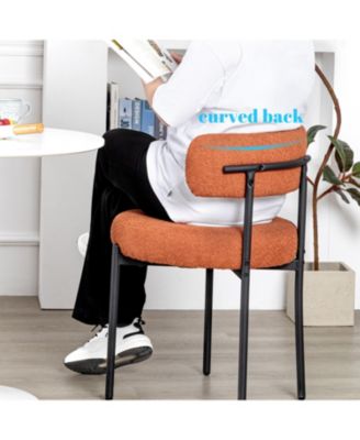 Boucle Dining Chairs Set of 4, Upholstered Kitchen Dining Room Chairs, Side Chairs with Thick Cushions and Metal Legs