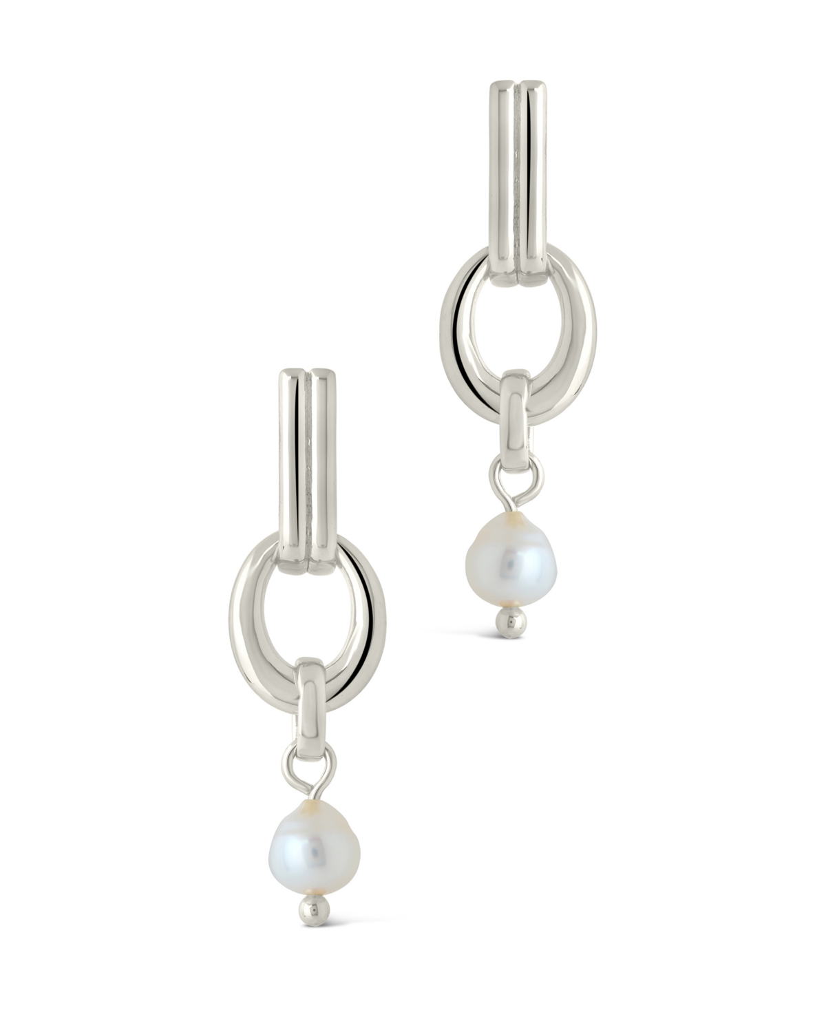 Sterling Forever Giselle Freshwater Pearl Door Knocker Drop Earrings In Silver
