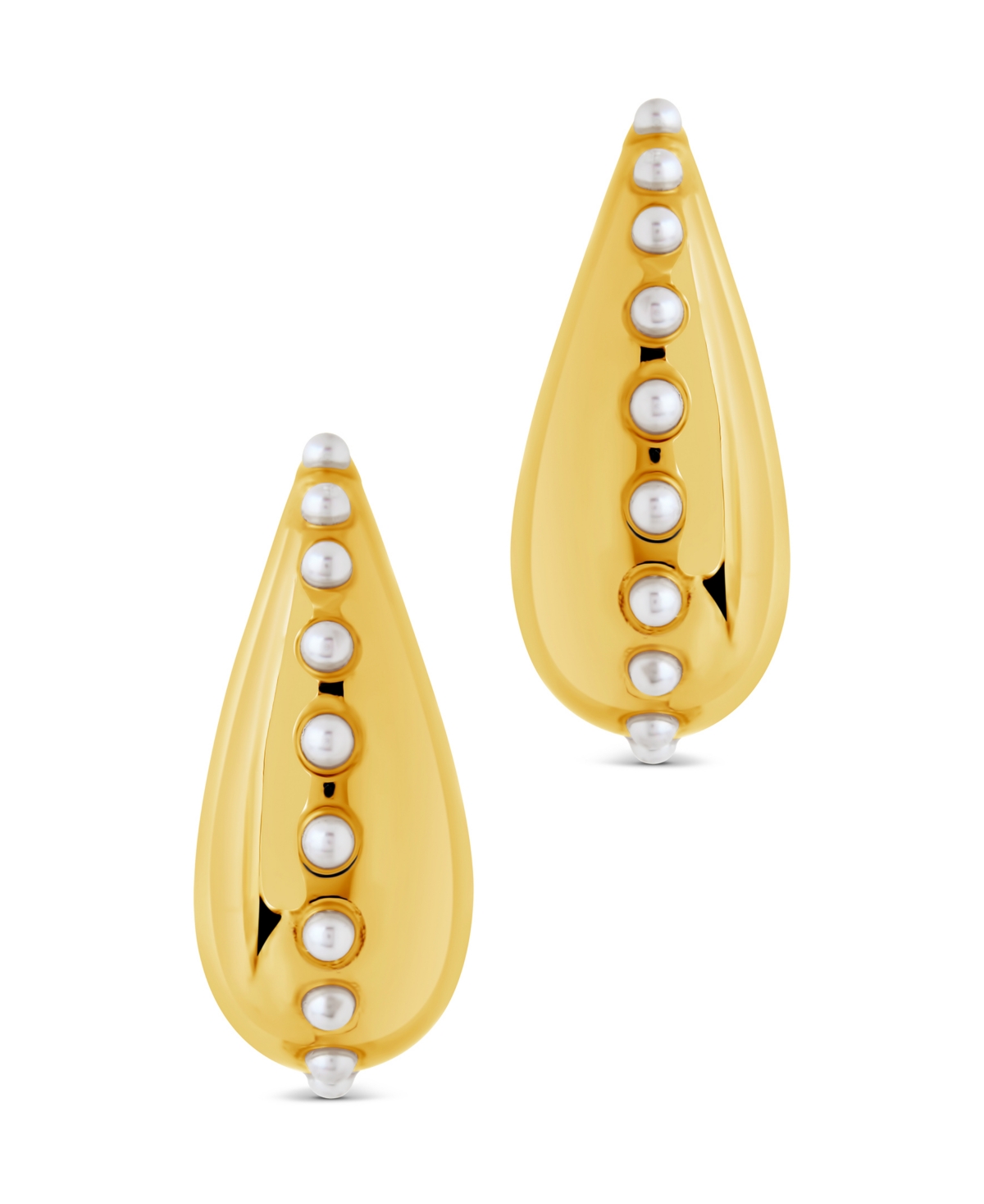 Sterling Forever Raze Mother Of Pearl Studded Drop Earrings In Gold
