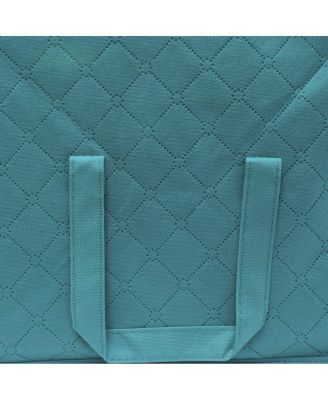 Foldable Storage Bag Organizers, 3 Sections, Great for Clothes, Blankets, Closets, Bedrooms, and More, 2-Pack (Aqua)