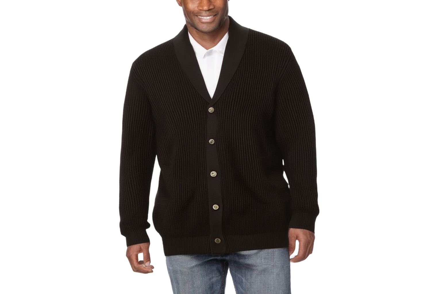 Men's Shaker Knit Shawl-Collar Cardigan Sweater